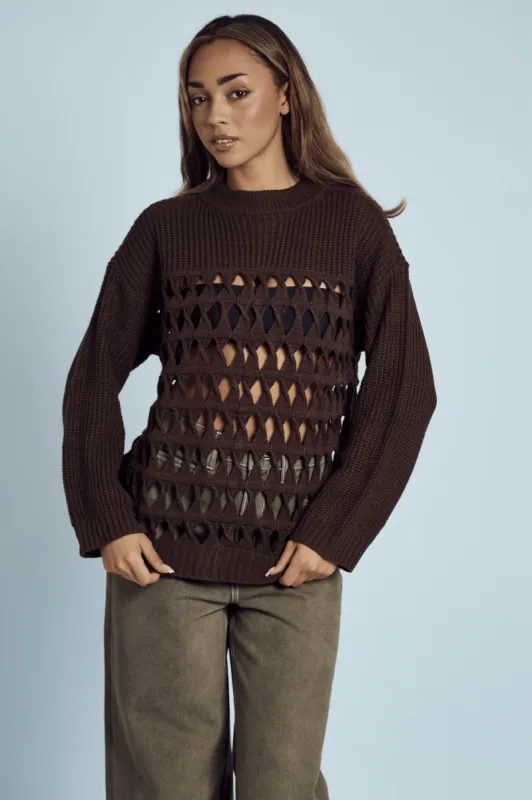 NOELLE CONTRAST OPEN KNIT OVERSIZED JUMPER sold by NATIVE YOUTH