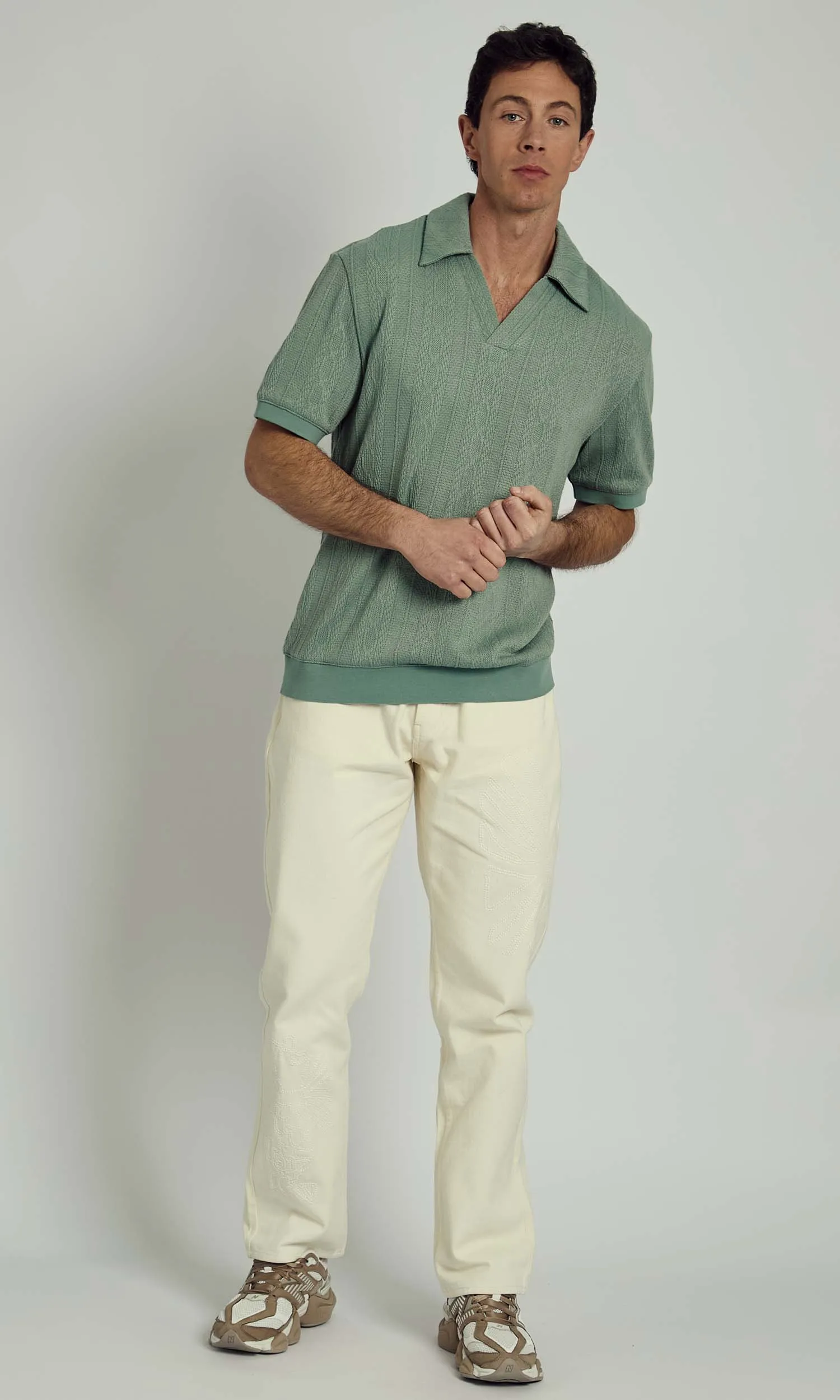 SANCHO KNITTED NOTCH NECK POLO sold by NATIVE YOUTH product image thumbnail 2
