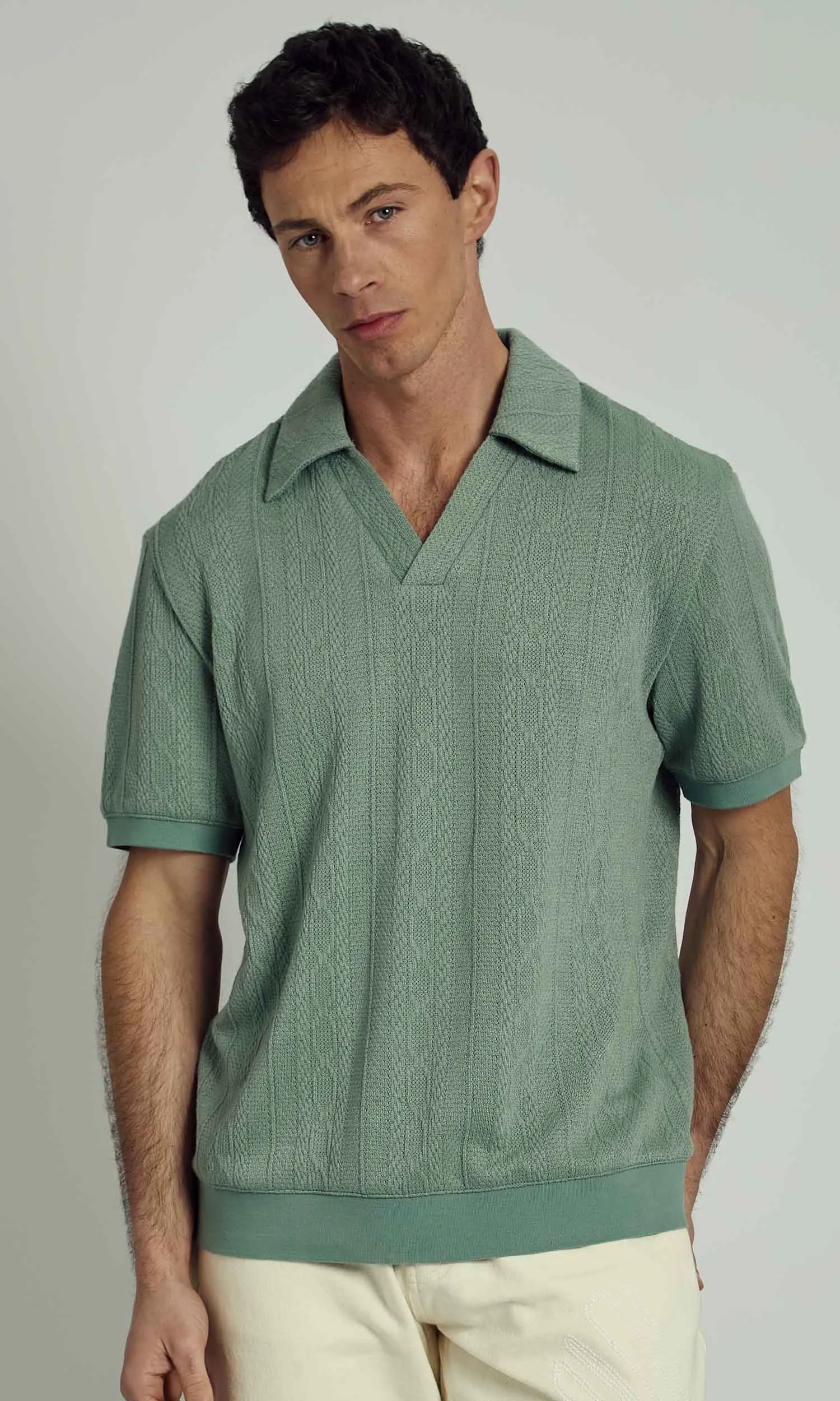 SANCHO KNITTED NOTCH NECK POLO sold by NATIVE YOUTH
