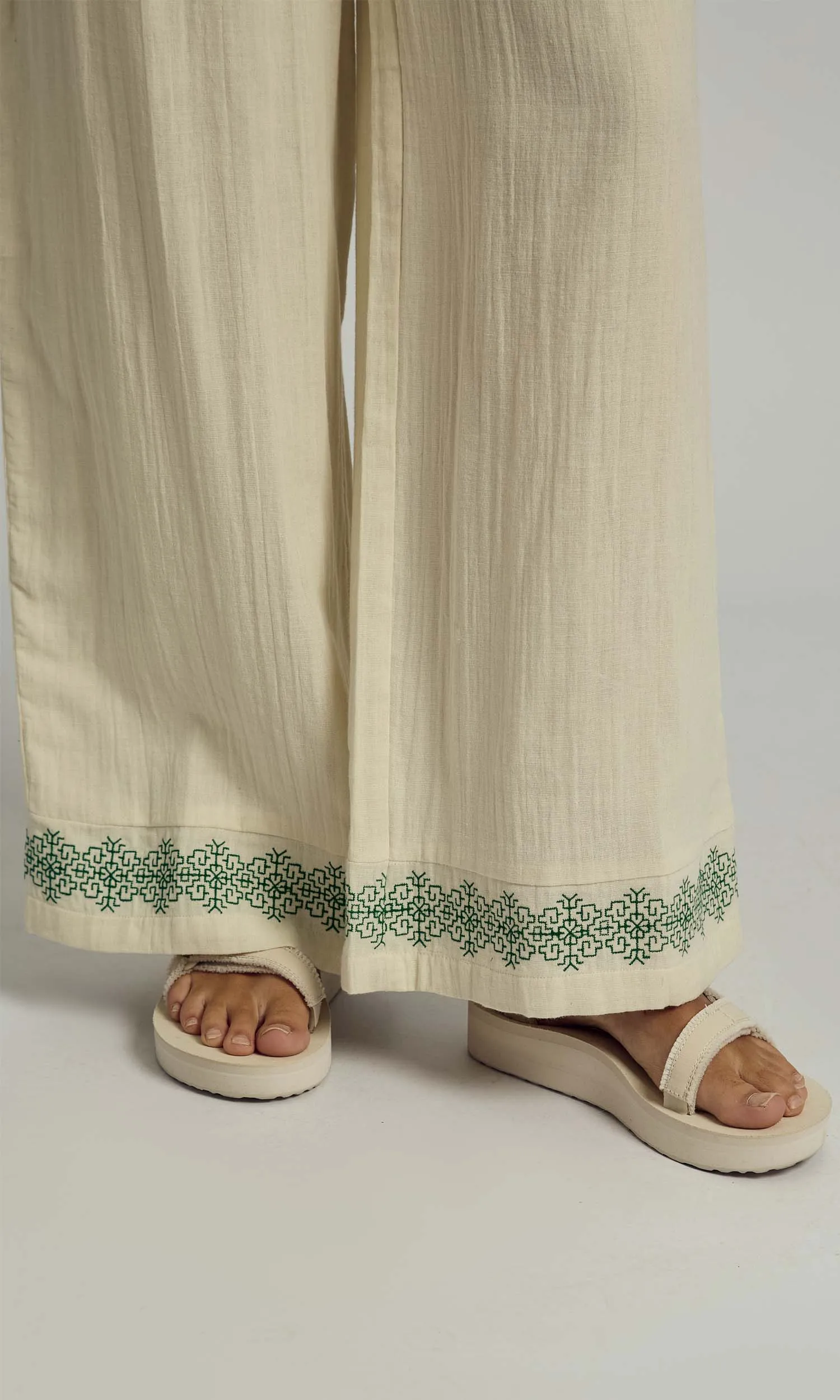 CAMRYN DOUBLE GAUZE EMBROIDERED WIDE LEG TROUSER sold by NATIVE YOUTH product image thumbnail 4