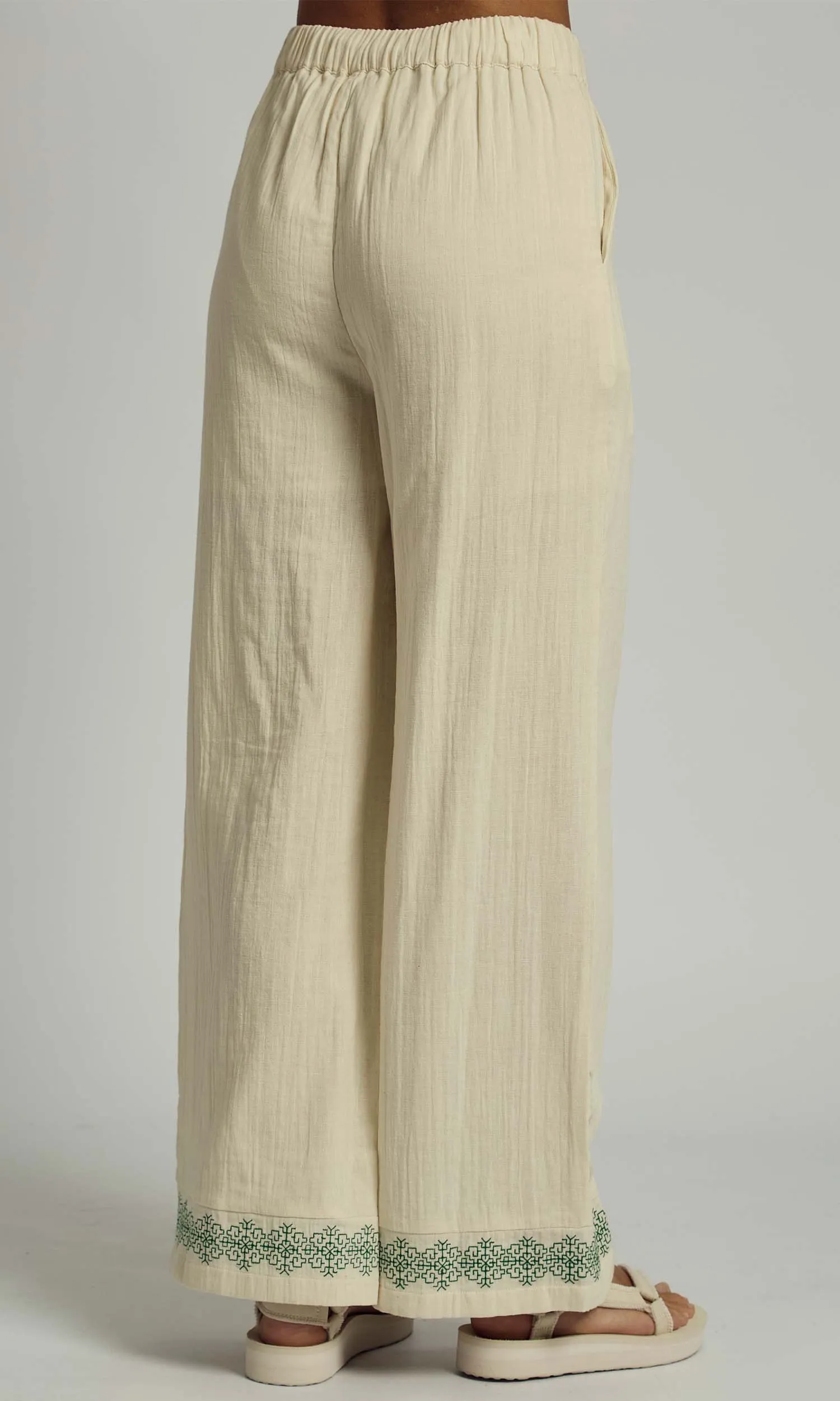 CAMRYN DOUBLE GAUZE EMBROIDERED WIDE LEG TROUSER sold by NATIVE YOUTH product image thumbnail 3