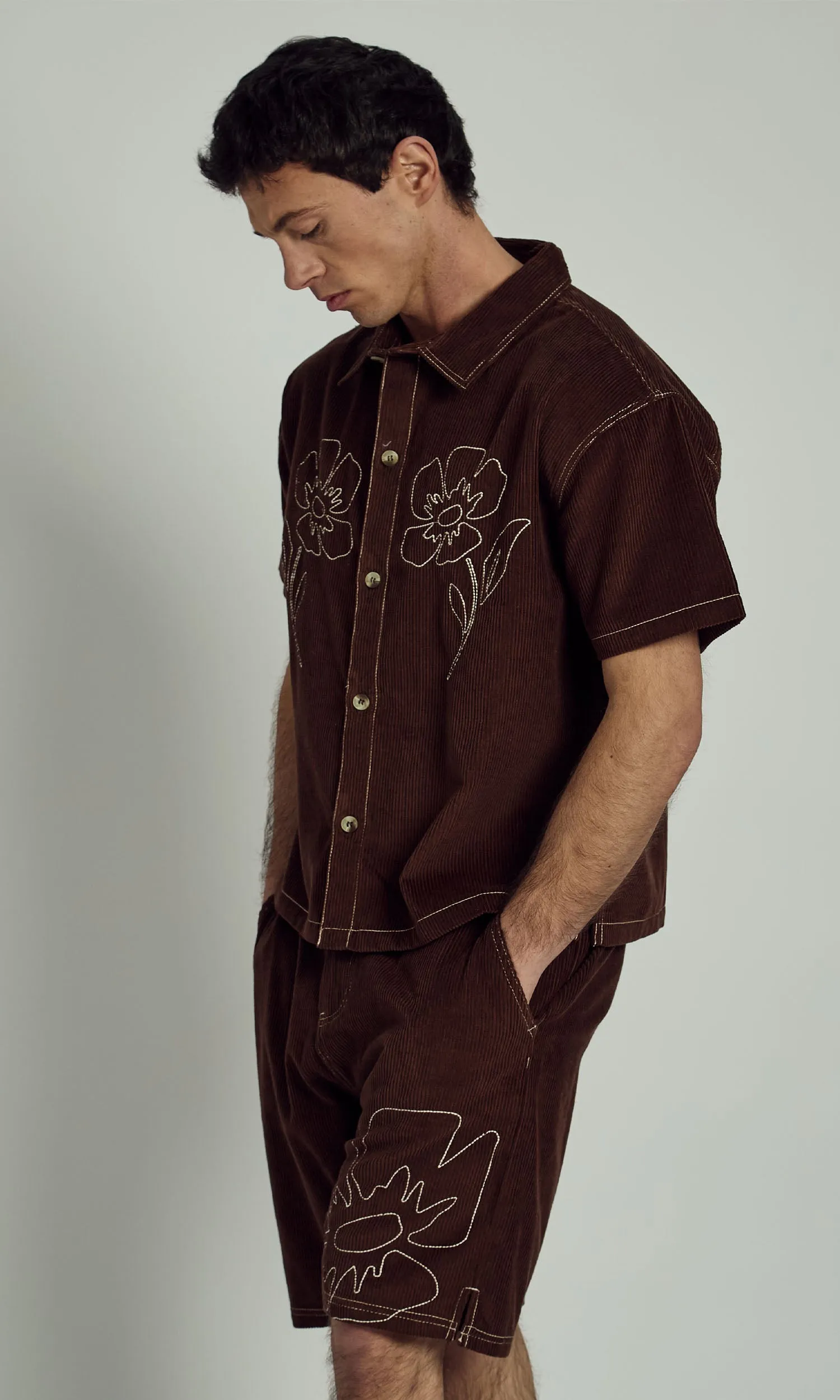 DEXTER CORDUROY BOXY SHIRT WITH FLORALS sold by NATIVE YOUTH product image thumbnail 3