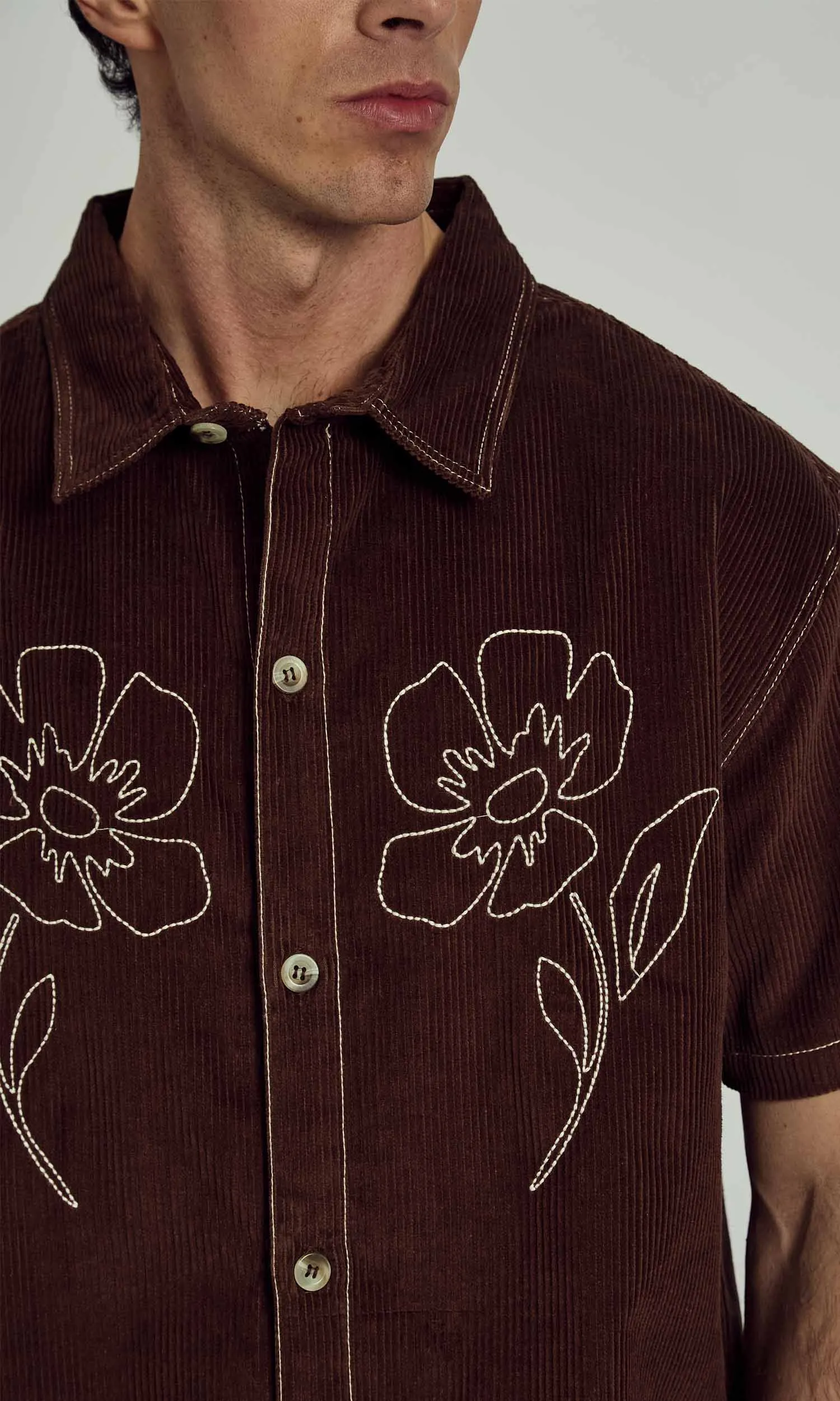 DEXTER CORDUROY BOXY SHIRT WITH FLORALS sold by NATIVE YOUTH product image thumbnail 2