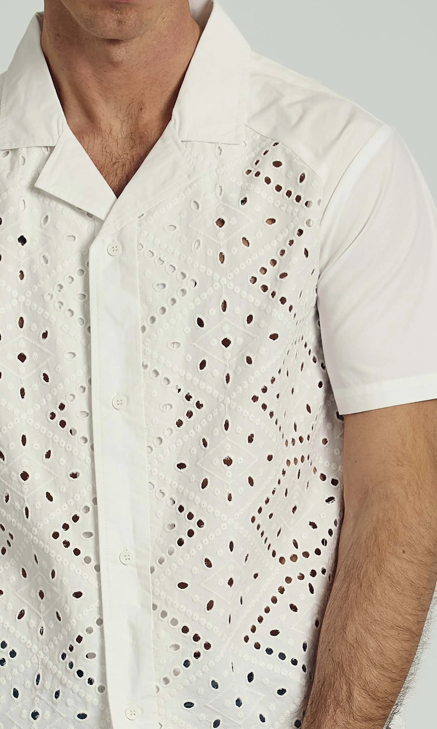 MAURICE BRODERIE LACE SHIRT IN WHITE sold by NATIVE YOUTH product image thumbnail 2