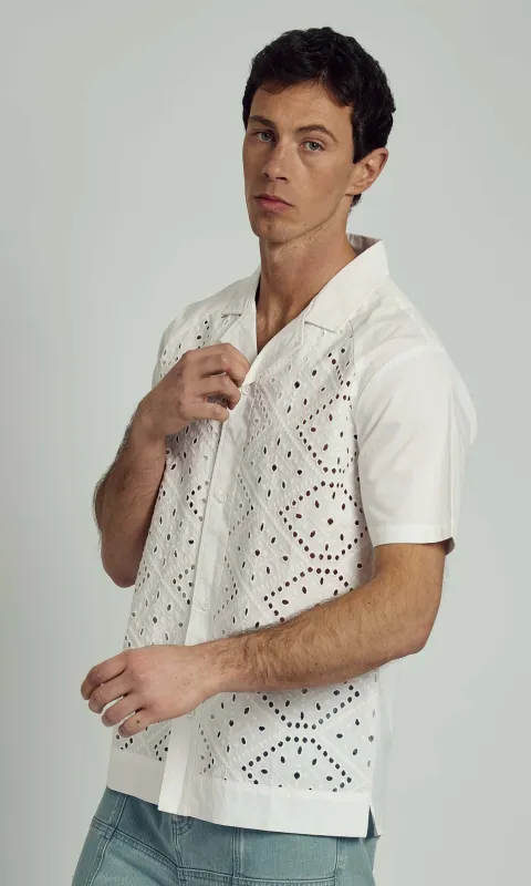 MAURICE BRODERIE LACE SHIRT IN WHITE made by NATIVE YOUTH