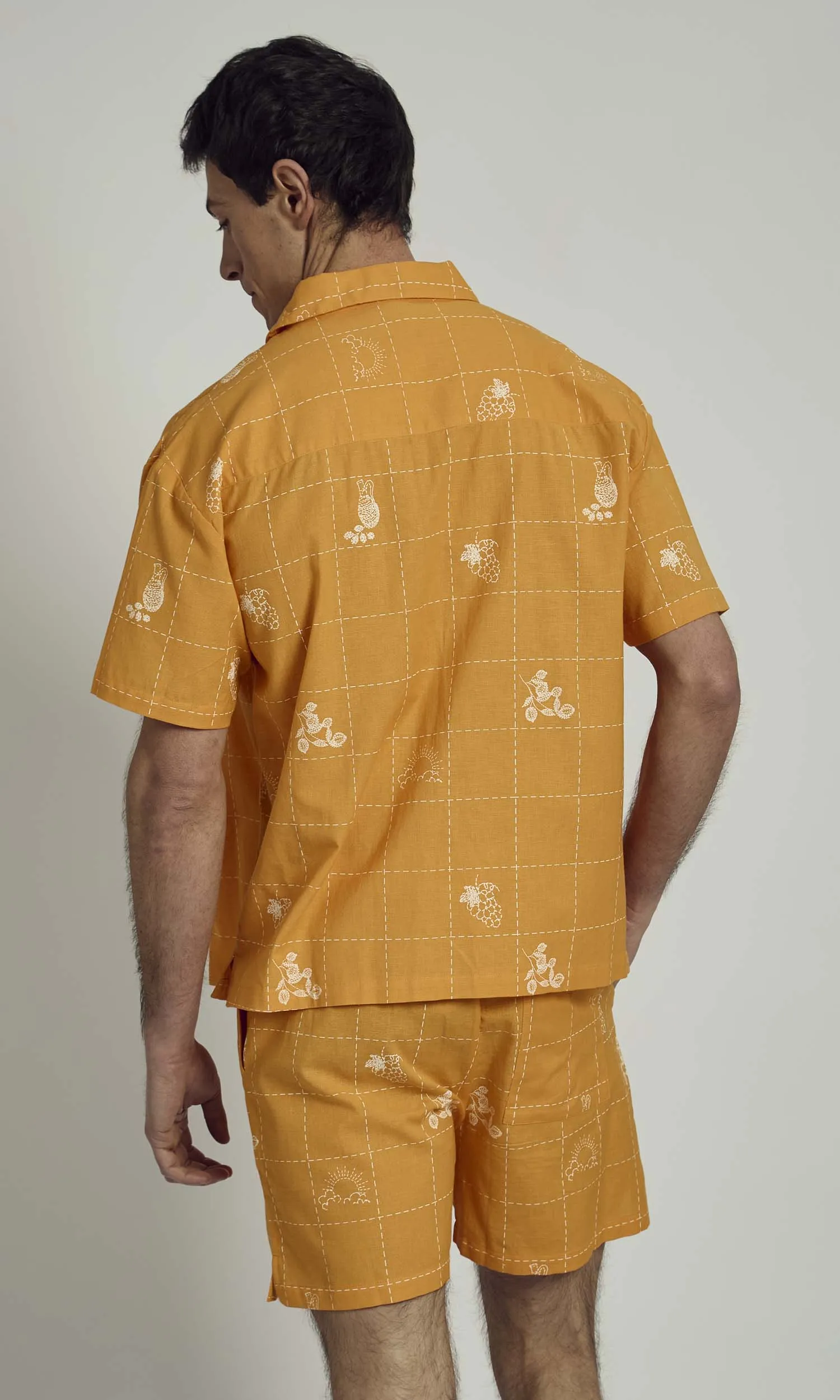 PATCHWORK SOLSTITCHERY PATCHWORK STITCH DETAIL SHIRT IN ORANGE sold by NATIVE YOUTH product image thumbnail 5