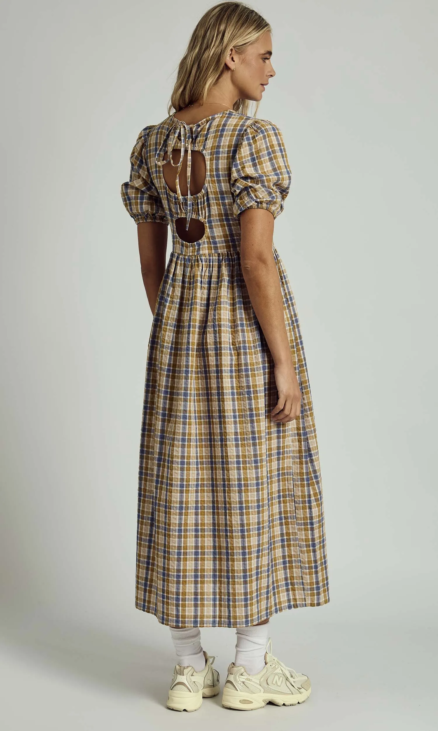 SEVYN TEXTURED CHECK MIDI DRESS sold by NATIVE YOUTH product image thumbnail 3