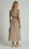 LEONA RUFFLE CHECK MIDI DRESS IN MULTI sold by NATIVE YOUTH