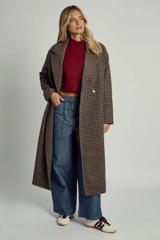 MAISIE OVERSIZED LONGLINE WOOL OVERCOAT IN BROWN made by NATIVE YOUTH