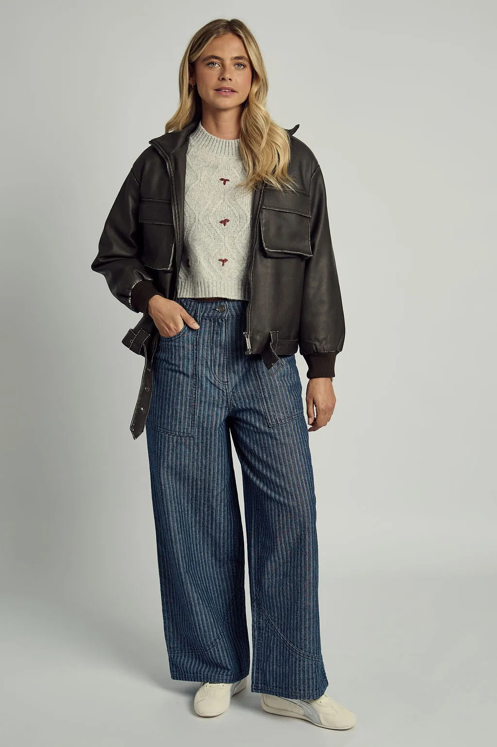 ISLA WASHED PU BOMBER sold by NATIVE YOUTH product image thumbnail 4