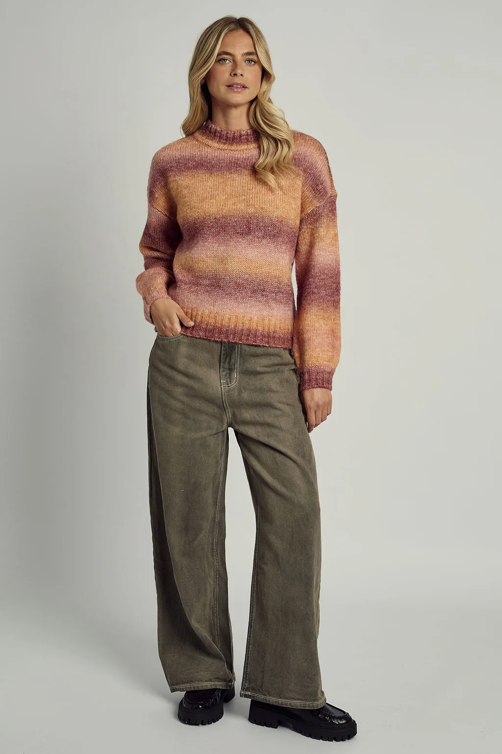 IVY STRIPED OMBRE SOFT FLUFF KNITTED JUMPER sold by NATIVE YOUTH product image thumbnail 4
