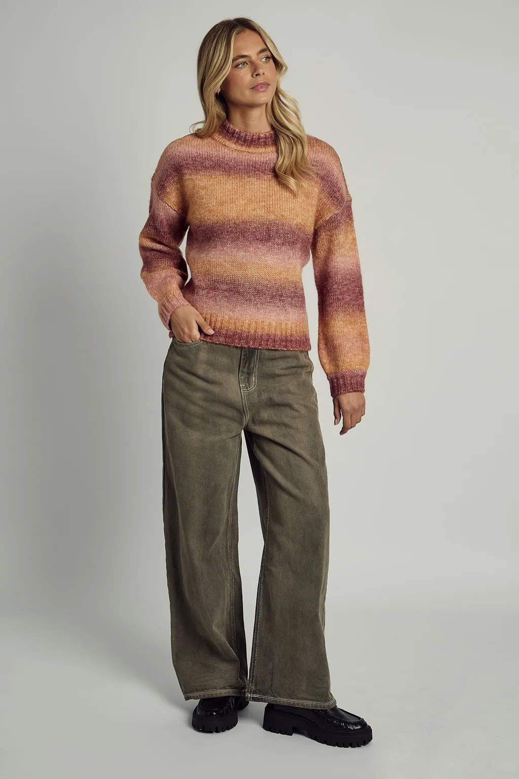 IVY STRIPED OMBRE SOFT FLUFF KNITTED JUMPER sold by NATIVE YOUTH product image thumbnail 3