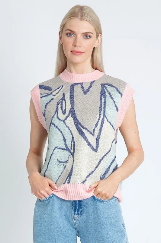 ABSTRACT LINEAR SWEATER VEST sold by NATIVE YOUTH