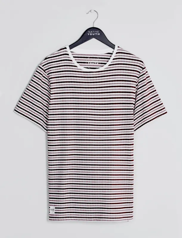 Burgundy & White Seagrove Striped Tee sold by NATIVE YOUTH