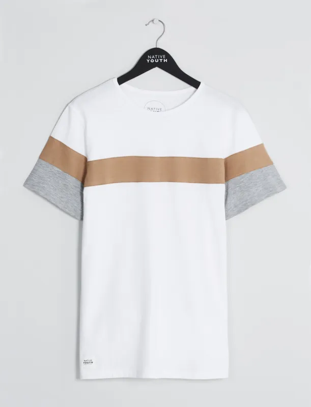 White Chesil Cut & Sew Tee sold by NATIVE YOUTH