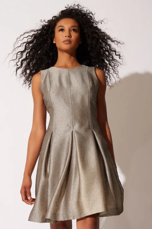 Lustrous Textured Jacquard Pleated Dress sold by Natori