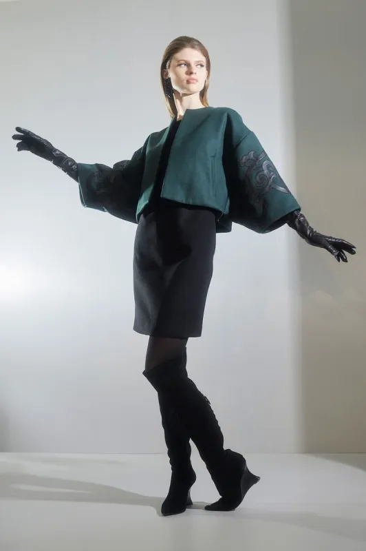 Felt Embroidered Cropped Jacket sold by Natori