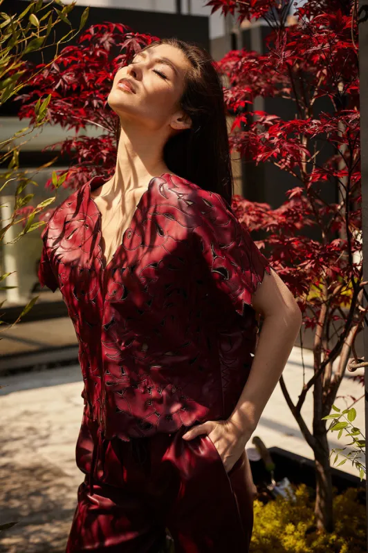 Vegan Luxe Lambskin Cut Out Top sold by Natori