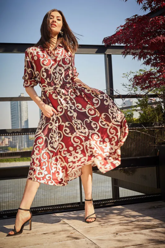 Leticia Printed Crepe Shirtdress sold by Natori