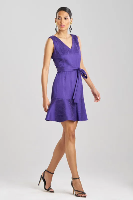 Scroll Jacquard Ruffle Dress sold by Natori