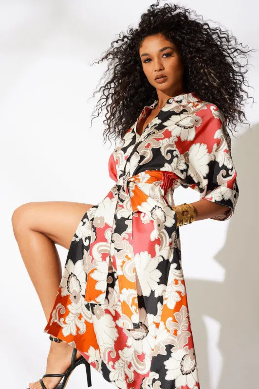 Cressida Printed Silk Twill Belted Shirtdress sold by Natori