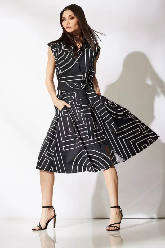 Infinity Printed Cotton Poplin Trapeze Shirtdress sold by Natori