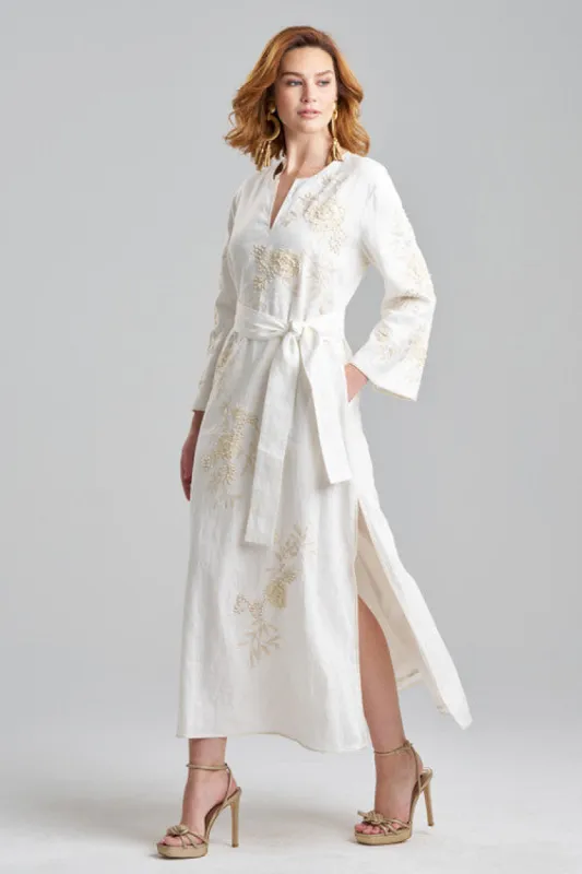 Couture Luxe Linen Embroidered Caftan sold by Natori