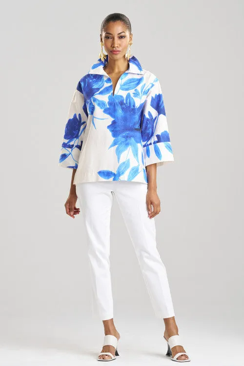 Andora Printed Cotton Poplin Kimono Wrap Shirt sold by Natori