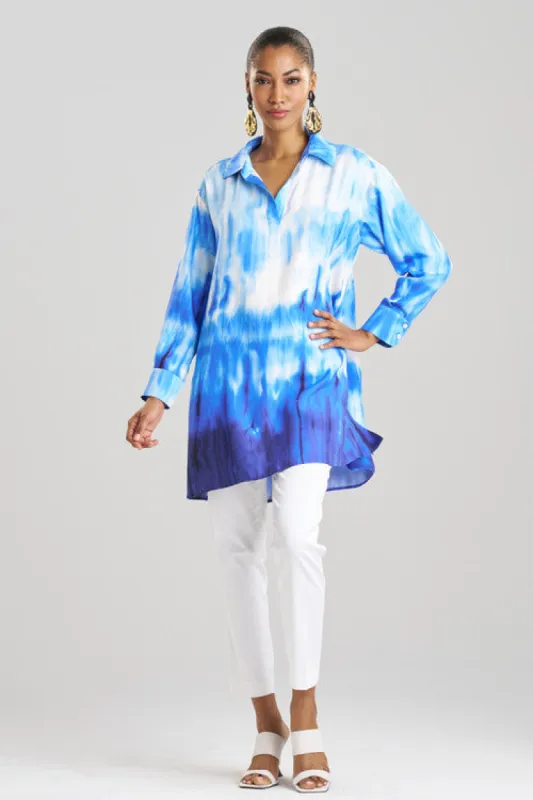Santorini Printed Cotton Silk Oversized Shirt sold by Natori