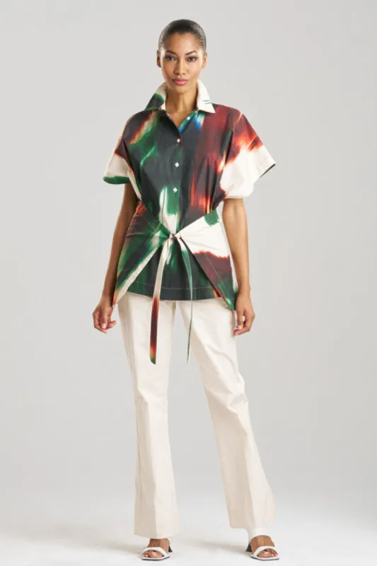 Amalfi Printed Cotton Poplin Kimono Wrap Shirt sold by Natori