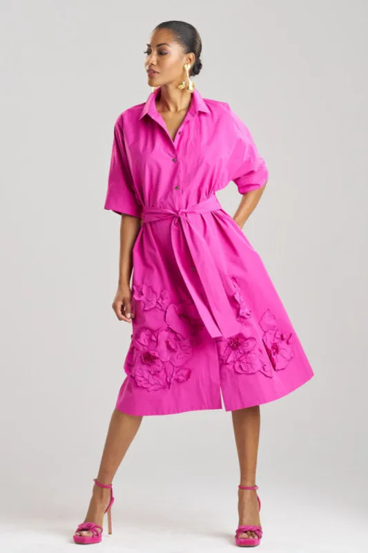 Tech Cotton Taffeta Embroidered Belted Dress sold by Natori