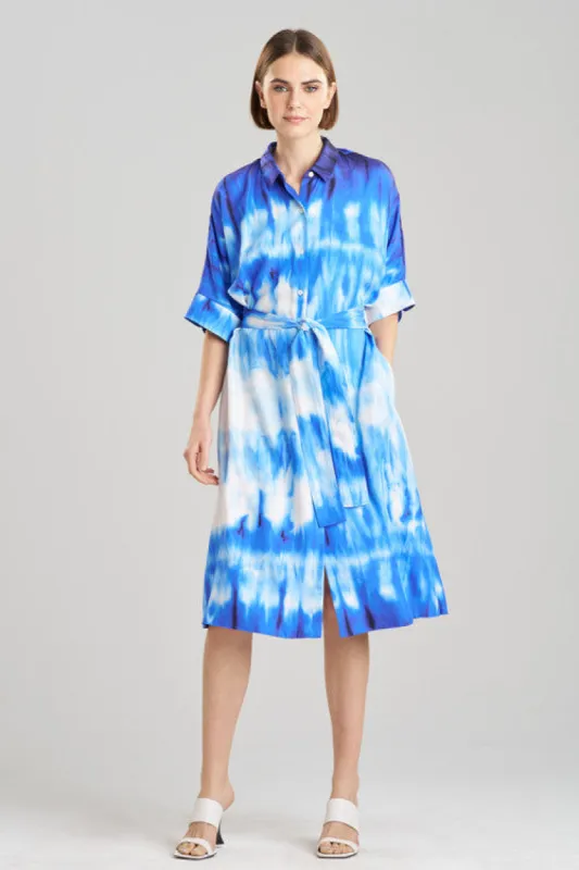 Santorini Printed Cotton Silk Belted Shirtdress sold by Natori