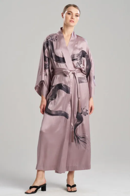 Couture Ink Dragon Embroidered Silk Robe sold by Natori