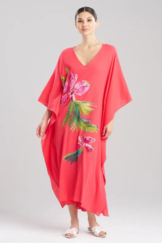 Cotton Gauze Applique Caftan sold by Natori