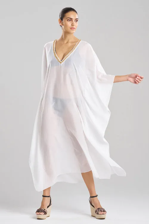 Cotton Silk Voile Beaded Sheer Caftan sold by Natori