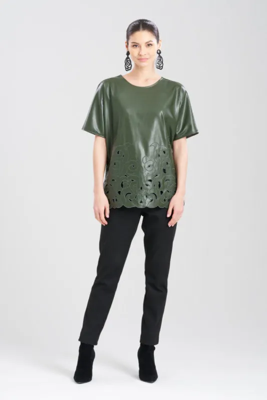 Vegan Luxe Lambskin Embroidered T-Shirt Tunic made by Natori
