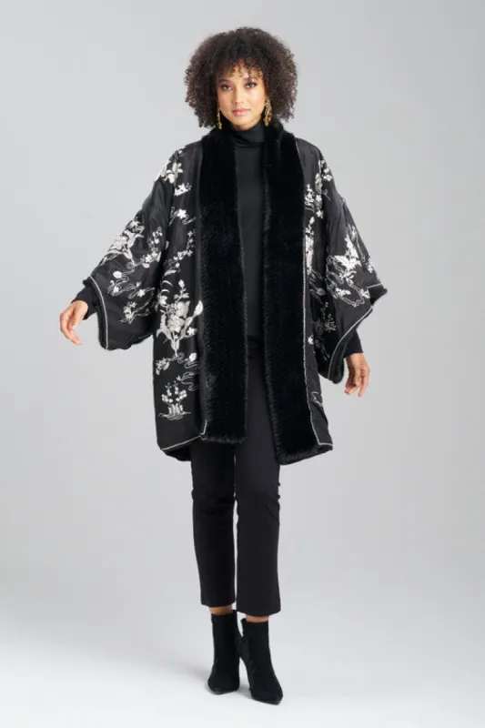 Couture Silk Taffeta Embroidered Reversible Coat sold by Natori