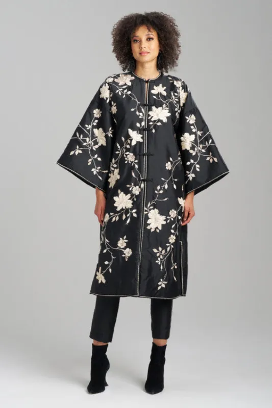 Couture Silk Dupioni Embroidered Padded Coat sold by Natori