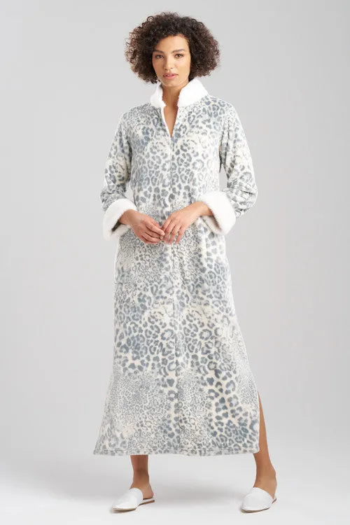 Cashmere Leopard Mandarin Zip Lounger sold by Natori