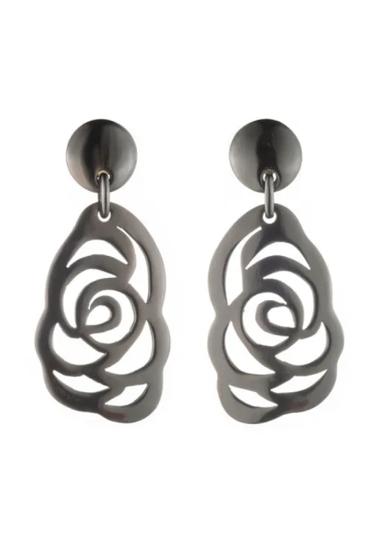 Buffalo Horn Floral Scroll Drop Earrings sold by Natori