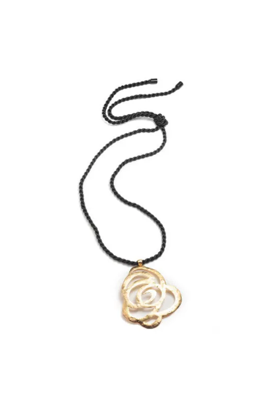 Gold Plated Floral Scroll Necklace sold by Natori