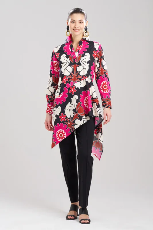 Talitha Cotton Poplin Asymmetrical Flounce Shirt sold by Natori