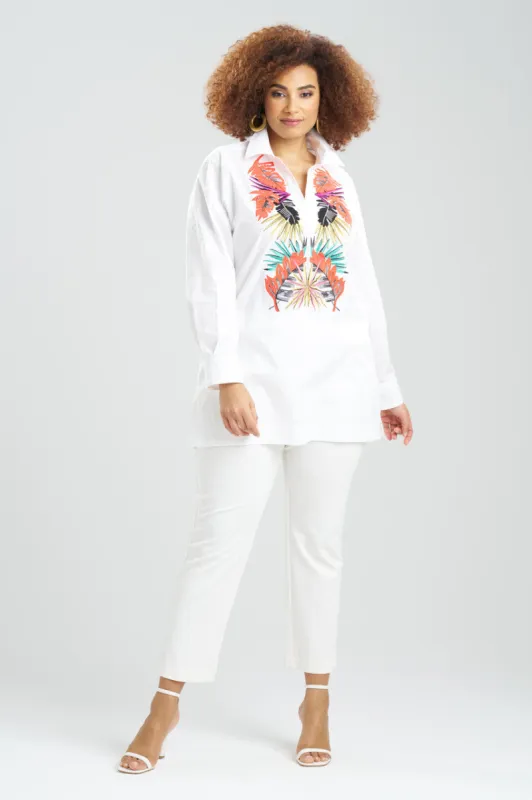 Cotton Poplin El Nido Embroidery Oversized Top sold by Natori
