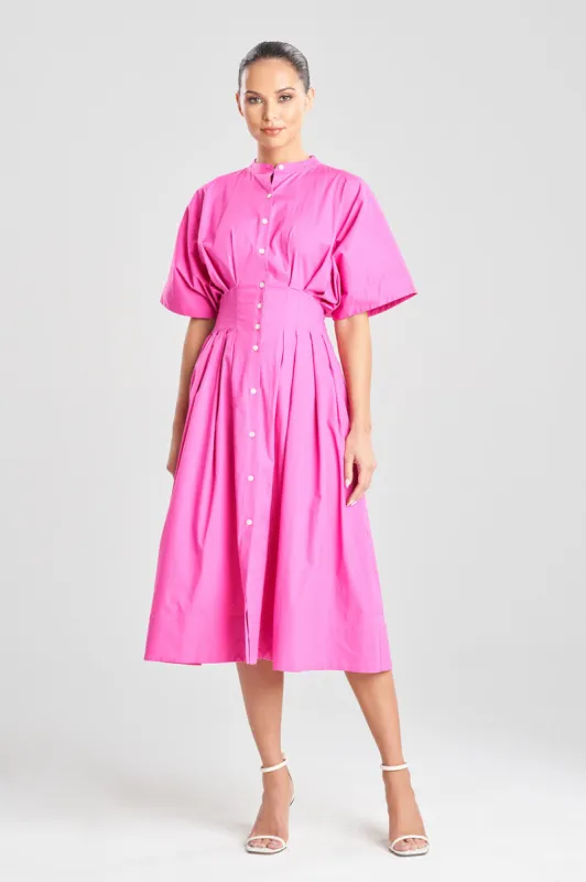 Cotton Poplin Cinched Mandarin Dress sold by Natori