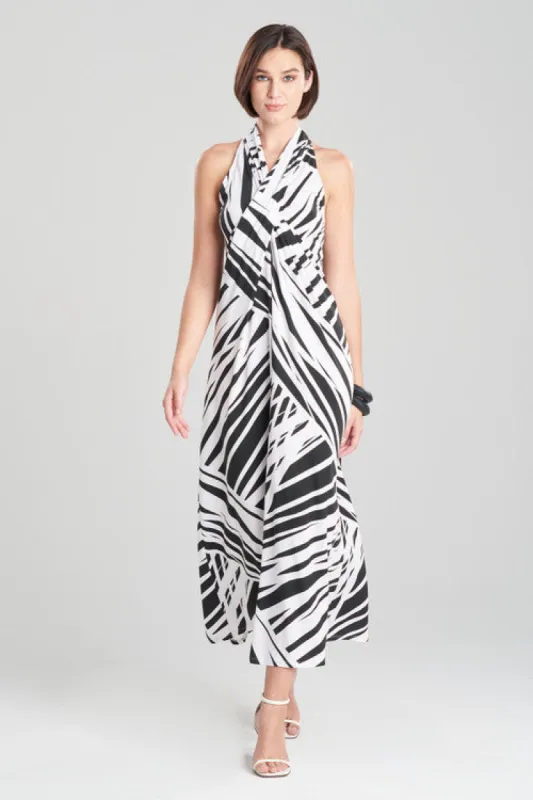 Katana TENCEL™ Jersey Crossover Halter Dress - black combo sold by Natori