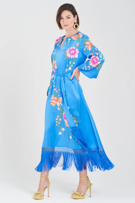 Couture Hanabi Embroidered Fringe Silk Caftan sold by Natori