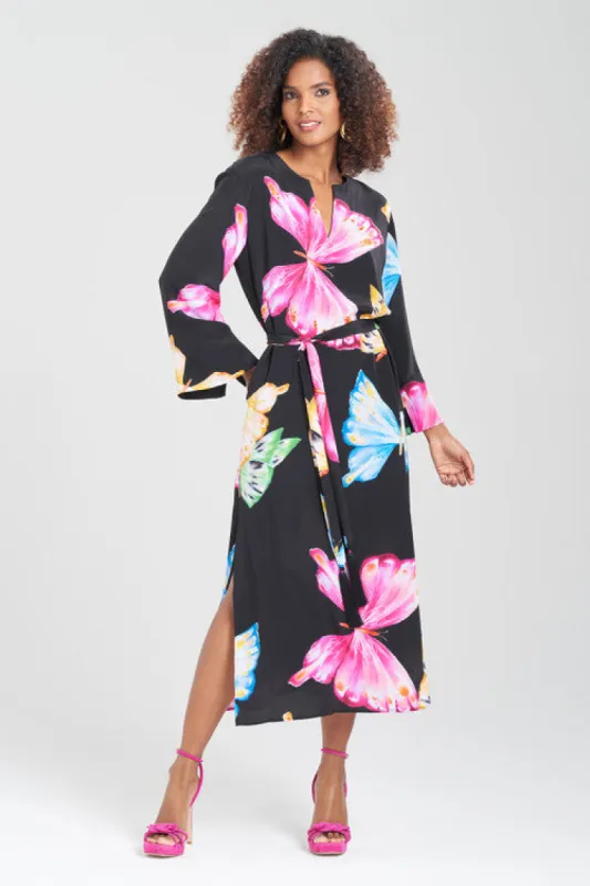 Kyoko Butterfly Beaded Silk Tassel Caftan sold by Natori