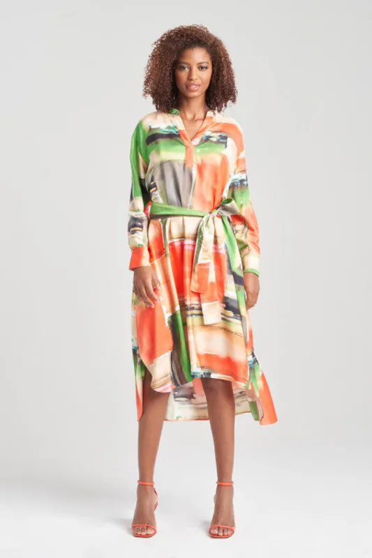 Hikaru Cotton Silk Oversized Half Placket Shirtdress sold by Natori