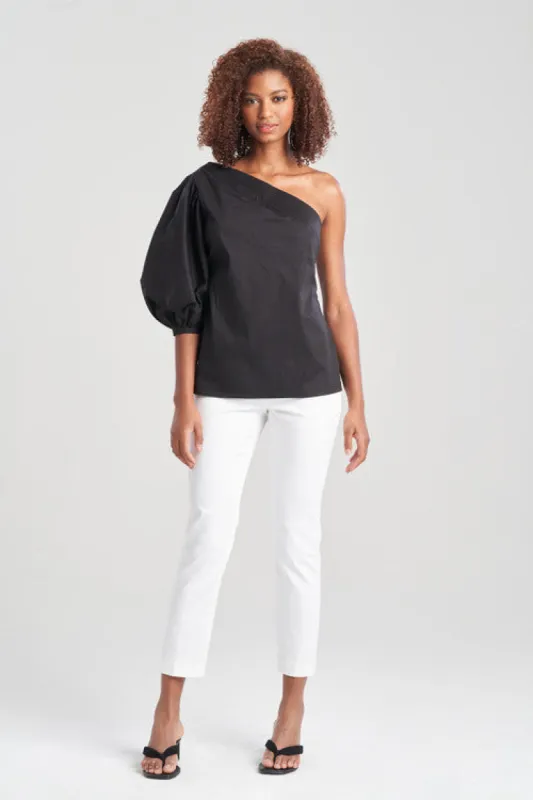 Cotton Poplin Balloon One Shoulder Top sold by Natori