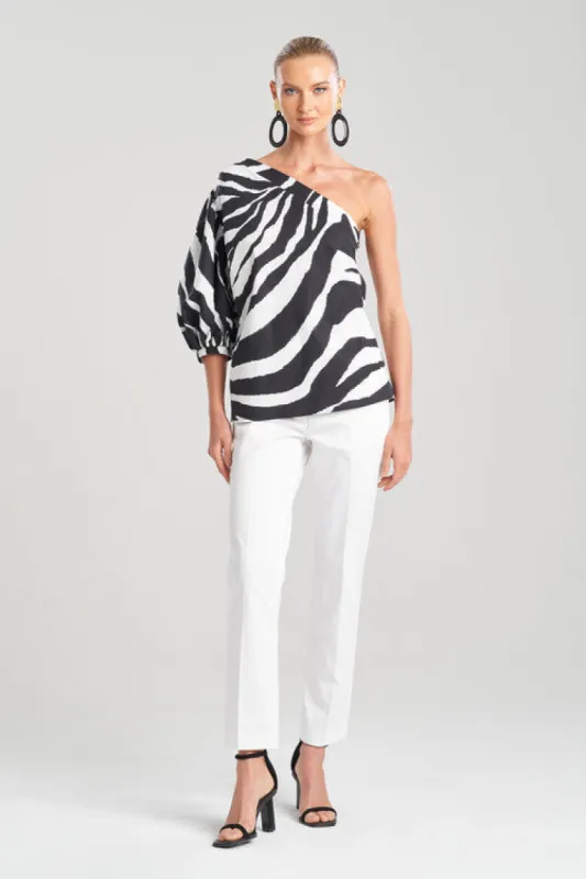Zebra Cotton Poplin Balloon One Shoulder Top sold by Natori